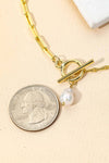 Toggle Chain Pearl Charm Necklace