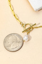Toggle Chain Pearl Charm Necklace