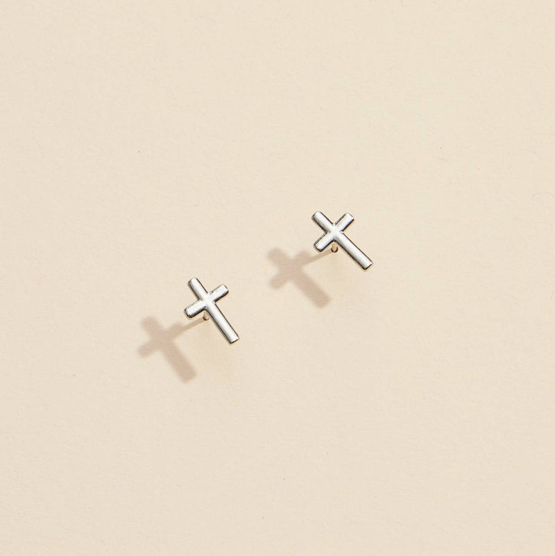 Cross Gold Dip Stud Earrings