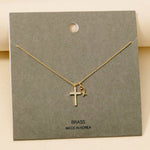 Pave Cross And Fish Charms Chain Necklace