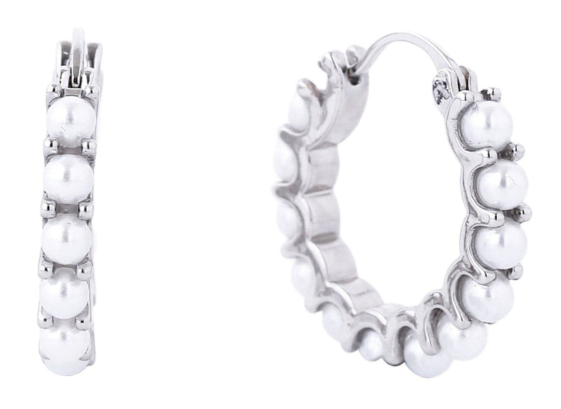Pearl Pin Catch Hoop Earrings