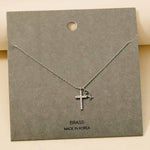 Pave Cross And Fish Charms Chain Necklace