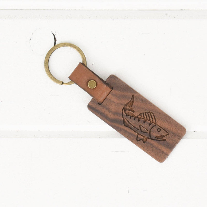 Crank Bait Wood/Leather Keychain